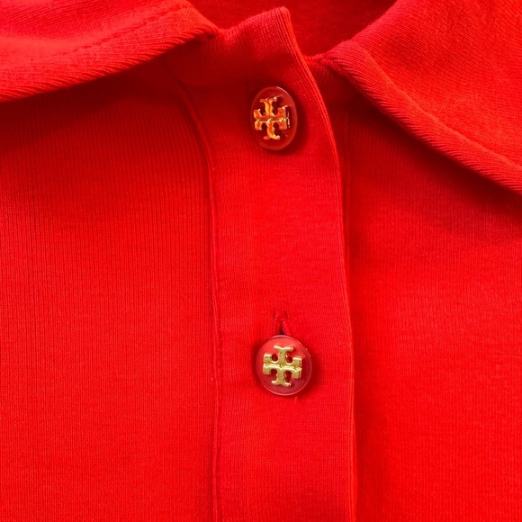 Tory Burch women’s Polo sleeve coral orange Cotton small - Picture 4 of 10
